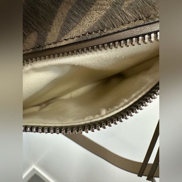 Rag & Bone Elliot Sling Pack Taupe Green Leather Zebra Pony Hair - Picture 12 of 14